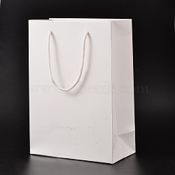 Rectangle Cardboard Paper Bags, Gift Bags, Shopping Bags, with Nylon Cord Handles, White, 28x20x10cm(AJEW-L050A-01)