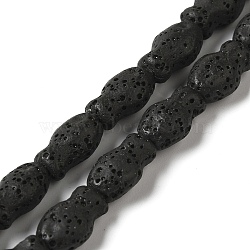 Natural Lava Rock Beads Strands, Fish, Dyed, Black, 14x9x7mm, Hole: 1.2mm, about 28pcs/strand, 15.55''(39.5cm)(G-U007-01L)