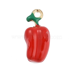 Alloy Enamel Pendants, Golden, Pepper Charm, Red, 20x10x9mm, Hole: 1.8mm(FIND-K020-16G-01)