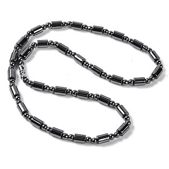 Column & Round Synthetic Non-magnetic Hematite Beaded Necklaces, with Alloy Screw Clasps, 18.90 inch(48cm)