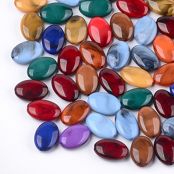 Acrylic Beads, Imitation Gemstone Style, Oval, Mixed Color, 19x13.5x6mm, Hole: 1.4mm, about 435pcs/500g