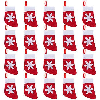 Christmas Socks Non Woven Fabric Cutlery Set Bags, for Christmas Table Hotel Restaurant Arrangement Decorations Supplies, Red, 195mm