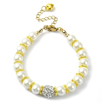 Glass Imitation Pearl Beaded Bracelets for Women, Light Yellow, 7-1/8 inch(18cm)
