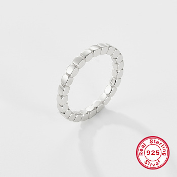 Rhodium Plated 925 Sterling Silver Fingers Rings, with 925 Stamp, Platinum, Inner Diameter: 17mm