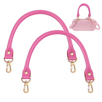 Cowhide Bag Handles with Alloy Swivel Clasps, Cerise, 41.3x2.1x1.4cm