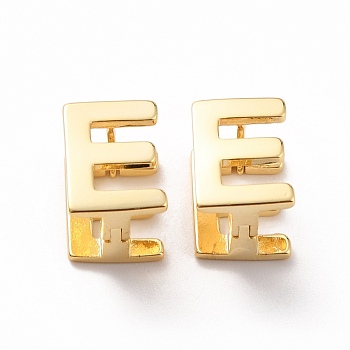 Initial Hoop Earrings for Women, Golden Letter Brass Earrings, Letter.E, 12.5x9x9.5mm, Pin: 0.8mm
