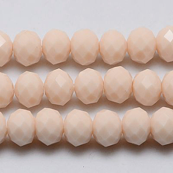 Imitation Jade Glass Bead Strands, Faceted, Rondelle, Navajo White, 3.5x2.5~3mm, Hole: 1mm, about 139pcs/strand, 14 inch