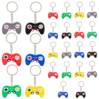 SUPERFINDINGS 24Pcs 6 Colors Plastic Keychains, with Platinum Alloy Keychain Clasps, Game Machine, Mixed Color, 9.1cm, 4pcs/color