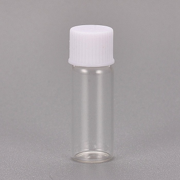 Glass Bottles, Beads Containers, with White Plastic Screw Top Lids, Clear, 3x1cm, Capacity: 1ml(0.03 fl. oz)