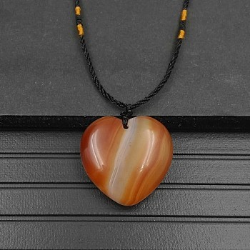Natural Carnelian Pendant Necklaces, Heart, 15.75~23.62 inch(40~60cm)