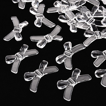 Transparent Acrylic Beads, Bowknot, Clear, 20x34x5.5mm, Hole: 1.8mm