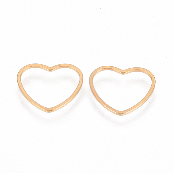 304 Stainless Steel Linking Ring, Heart, Golden, 14x15.5x1mm