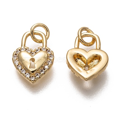 Brass Micro Pave Clear Cubic Zirconia Charms(ZIRC-B002-11G)-2