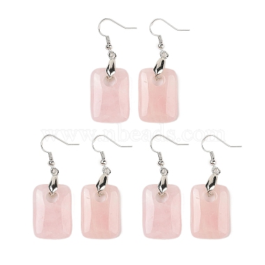 Rectangle Rose Quartz Earrings