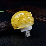 Resin Pig Shape USB Night Light, with Natural Citrine Chips inside Night Lamp for Bedroom Home Decor, 58x39x48mm(PW-WG82AA3-08)