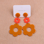 304 Stainless Steel Dangle Stud Earrings, Flower, with Acrylic, Platinum, Peru, 80x40mm(FS-WG4F7EC-09)