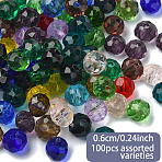 Faceted Rondelle Transparent Glass Beads, Mixed Color, 6x4mm, Hole: 1mm, 100pcs(GLAA-YW0004-13C)