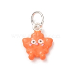 Brass Enamel Pendants, Maple Leaf Charms, Platinum, Coral, 15.5x12x3mm, Hole: 5mm(KK-CBA260B-02P)
