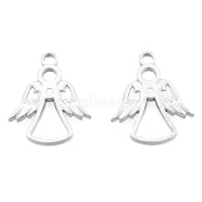 201 Stainless Steel Pendants, Angel, Stainless Steel Color, 23x19x2mm, Hole: 2.5mm(STAS-N098-255P)