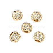 Rack Plating Brass Micro Pave Clear Cubic Zirconia Beads, Long-Lasting Plated, Lead Free & Cadmium Free, Round, Real 18K Gold Plated, 4.5x4mm, Hole: 2mm(KK-Z060-21G)