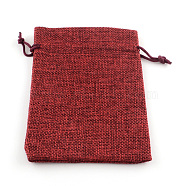 Polyester Imitation Burlap Packing Pouches Drawstring Bags, Dark Red, 23x17cm(X-ABAG-R005-17x23-06)