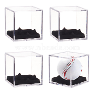 Square Actylic Display Box, Baseball Storage Case with Black Velvet Holder Inside, Clear, 8.1x8.1x8.1cm(ODIS-WH0002-77)