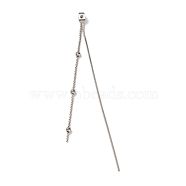 Brass Snake Chain & Ball Chain Ear Nuts, Tassel Charm Ear Nuts, Platinum, 105x4x3mm, Hole: 0.8~1mm(KK-G510-16P)