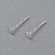 304 Stainless Steel Stud Earring Findings, Flat Round, Silver, 3x0.3mm, Pin: 0.7mm(STAS-H436-24S-3mm)