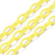 Handmade Opaque Acrylic Cable Chains, Oval, Yellow, 13x8x2mm(KY-N014-001K)
