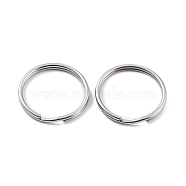 304 Stainless Steel Split Key Rings, Keychain Clasp Findings, 2-Loop Round Ring, Stainless Steel Color, 20x2mm, Single Wire: 1mm(STAS-Q314-02J-P)