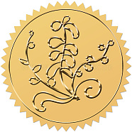 Self Adhesive Gold Foil Embossed Stickers, Medal Decoration Sticker, Leaf, 5x5cm(DIY-WH0575-001)