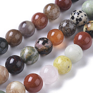 Natural Mixed Gemstone Beads Strands, Round, 10mm, Hole: 0.8mm, about 38pcs/strand, 15.16 inch(38.5cm)(G-F668-08-10mm)
