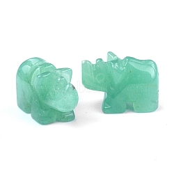 Natural Green Aventurine Carved Healing Rhinoceros Figurines, Reiki Energy Stone Display Decorations, 26x17~20mm(PW-WG79874-03)