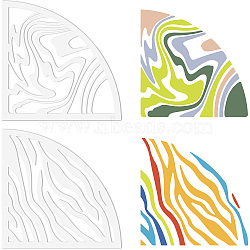 Acrylic Tie Dye Stencils Reusable Art Painting Template, Fan Shaped, Zebra, 20x20cm(DIY-WH0429-001)