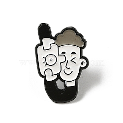 Enamel Pins, Alloy Brooches for Backpack Clothes, Photographer, 26x17mm(JEWB-S037-02EB-04)