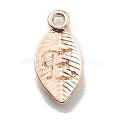 Alloy Pendants, Leaf with Letter Charm, Rose Gold, Letter.E, 15.5x7.5x2.5mm, Hole: 1.5mm(FIND-TAC0011-69E-RG)