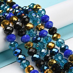 Glass Beads Strands, Faceted, Rondelle, Medium Blue, 10x8mm, Hole: 1mm, about 63~65pcs/strand, 19.2~20 inch(48~50cm)(EGLA-A034-M10mm-36)