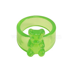 Resin Plain Band Rings, Lime Green, Inner Diameter: 17mm(FS-WG41763-20)