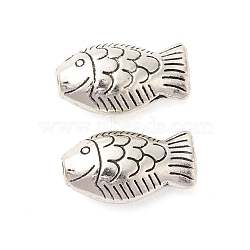 Tibetan Style Alloy Beads, Fish, Antique Silver, 9.5x17x6mm, Hole: 1.9mm(FIND-Z063-24AS)