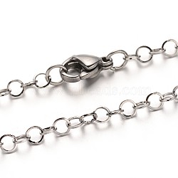 304 Stainless Steel Cable Chain Necklaces, with Lobster Claw Clasps, Stainless Steel Color, 29.5 inch(74.9cm)x3mm(NJEW-N0046-02P)