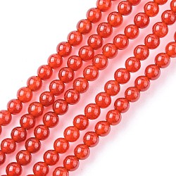 Natural Carnelian Beads Strands, Grade A, Dyed, Round, 4mm, Hole: 1mm, 45pcs/strand, 8 inch(G-C076-4mm-2A)