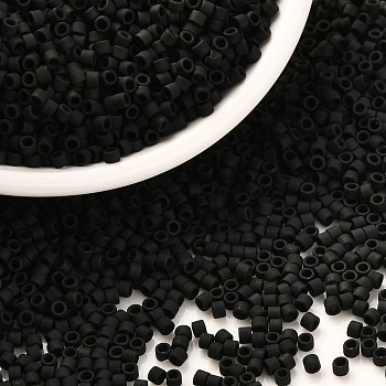 Cylinder Seed Beads, Frosted Colors, Uniform Size, Black, 2x1.3~1.5mm, Hole: 0.8~1mm, about 888pcs/10g