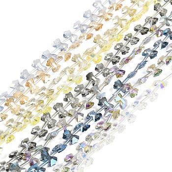 Electroplate Glass Beads Strands, Rainbow Plated, Bowknot, Mixed Color, 7x10x3mm, Hole: 1mm, about 48pcs/strand, 19.69''(50cm)