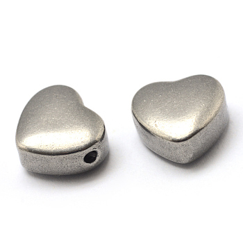 304 Stainless Steel Beads, Heart, Stainless Steel Color, 10x11.5x5.5mm, Hole: 1.5mm