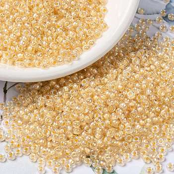 MIYUKI Round Rocailles Beads, Japanese Seed Beads, 8/0, (RR282) Bisque Lined Crystal AB, 3mm, Hole: 1mm, about 422~455pcs/10g