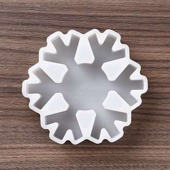 Snowflake Shaped Candle Food Grade Silicone Molds, for Scented Candle Making, Christmas Theme, White, 10.6x10.7x2.7cm