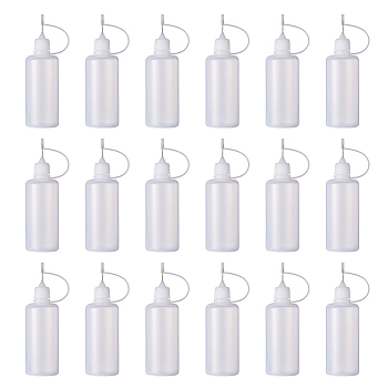 Plastic Glue Bottles, with Steel Pin, Clear, 11.5~11.6x3.5cm, capacity: 60ml, 18pcs/set