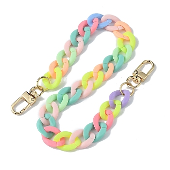 Opaque Jelly Style Acrylic Curb Chain Bag Straps, with Alloy Swivel Clasps, for Bag Replacement Accessories, Colorful, 42cm