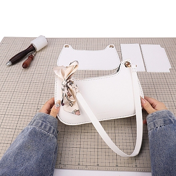 PU Imitation Leather Purse Making Kits, including Fabrics and Metal Findings, White, Finish Product: 26x17x6cm