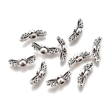 Tibetan Style Alloy Beads, Wing, Cadmium Free & Nickel Free & Lead Free, Antique Silver, 4.3x14x3.5mm, Hole: 1.8mm